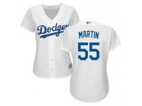#55 Authentic Russell Martin White Baseball Home Women's Jersey Los Angeles Dodgers Cool Base