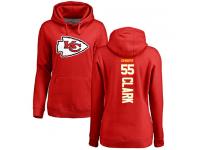 #55 Frank Clark Red Football Backer Women's Kansas City Chiefs Pullover Hoodie