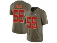#55 Limited Frank Clark Olive Football Youth Jersey Kansas City Chiefs 2017 Salute to Service
