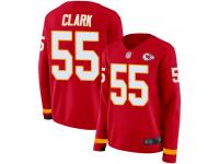 #55 Limited Frank Clark Red Football Women's Jersey Kansas City Chiefs Therma Long Sleeve