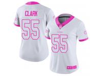 #55 Limited Frank Clark White Pink Football Women's Jersey Kansas City Chiefs Rush Fashion