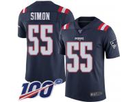 #55 Limited John Simon Navy Blue Football Men's Jersey New England Patriots Rush Vapor Untouchable 100th Season