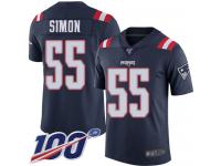 #55 Limited John Simon Navy Blue Football Youth Jersey New England Patriots Rush Vapor Untouchable 100th Season
