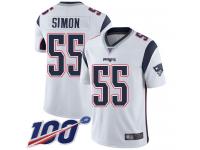 #55 Limited John Simon White Football Road Men's Jersey New England Patriots Vapor Untouchable 100th Season