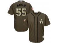 #55 Russell Martin Green Baseball Men's Jersey Los Angeles Dodgers Salute to Service