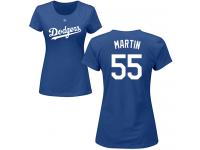 #55 Russell Martin Royal Blue Baseball Name & Number Women's Los Angeles Dodgers T-Shirt