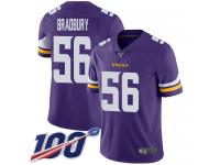 #56 Limited Garrett Bradbury Purple Football Home Men's Jersey Minnesota Vikings Vapor Untouchable 100th Season