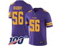 #56 Limited Garrett Bradbury Purple Football Men's Jersey Minnesota Vikings Rush Vapor Untouchable 100th Season