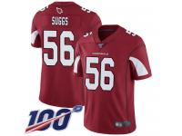 #56 Limited Terrell Suggs Red Football Home Youth Jersey Arizona Cardinals Vapor Untouchable 100th Season