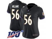 #56 Limited Tim Williams Black Football Alternate Women's Jersey Baltimore Ravens Vapor Untouchable 100th Season