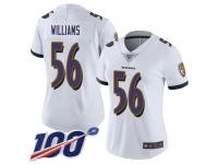 #56 Limited Tim Williams White Football Road Women's Jersey Baltimore Ravens Vapor Untouchable 100th Season