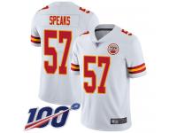 #57 Limited Breeland Speaks White Football Road Youth Jersey Kansas City Chiefs Vapor Untouchable 100th Season