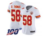 #58 Limited Derrick Thomas White Football Road Women's Jersey Kansas City Chiefs Vapor Untouchable 100th Season