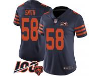 #58 Limited Roquan Smith Navy Blue Football Women's Jersey Chicago Bears Rush Vapor Untouchable 100th Season