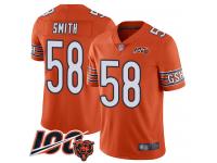 #58 Limited Roquan Smith Orange Football Alternate Men's Jersey Chicago Bears 100th Season