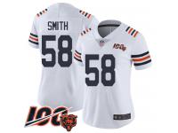 #58 Limited Roquan Smith White Football Women's Jersey Chicago Bears 100th Season