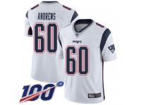 #60 Limited David Andrews White Football Road Men's Jersey New England Patriots Vapor Untouchable 100th Season