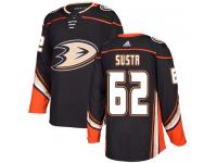 #62 Adidas Authentic Andrej Sustr Youth Black NHL Jersey - Home Anaheim Ducks