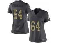 #64 Limited Hjalte Froholdt Black Football Women's Jersey New England Patriots 2016 Salute to Service