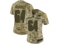 #64 Limited Hjalte Froholdt Camo Football Women's Jersey New England Patriots 2018 Salute to Service