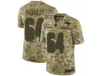 #64 Limited Hjalte Froholdt Camo Football Youth Jersey New England Patriots 2018 Salute to Service