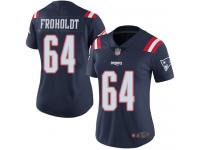 #64 Limited Hjalte Froholdt Navy Blue Football Women's Jersey New England Patriots Rush Vapor Untouchable