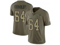 #64 Limited Hjalte Froholdt Olive Camo Football Youth Jersey New England Patriots 2017 Salute to Service