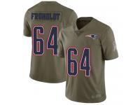 #64 Limited Hjalte Froholdt Olive Football Men's Jersey New England Patriots 2017 Salute to Service