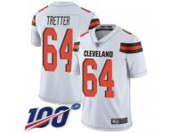#64 Limited JC Tretter White Football Road Men's Jersey Cleveland Browns Vapor Untouchable 100th Season