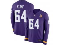 #64 Limited Josh Kline Purple Football Men's Jersey Minnesota Vikings Therma Long Sleeve