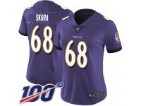 #68 Limited Matt Skura Purple Football Home Women's Jersey Baltimore Ravens Vapor Untouchable 100th Season