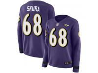 #68 Limited Matt Skura Purple Football Women's Jersey Baltimore Ravens Therma Long Sleeve