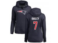 #7 Jake Bailey Navy Blue Football Name & Number Logo Women's New England Patriots Pullover Hoodie