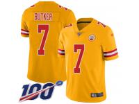 #7 Limited Harrison Butker Gold Football Youth Jersey Kansas City Chiefs Inverted Legend Vapor Rush 100th Season