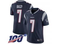 #7 Limited Jake Bailey Navy Blue Football Home Youth Jersey New England Patriots Vapor Untouchable 100th Season