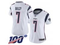 #7 Limited Jake Bailey White Football Road Women's Jersey New England Patriots Vapor Untouchable 100th Season