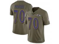 #70 Baltimore Ravens Ben Powers Limited Men's Olive Jersey Football 2017 Salute to Service