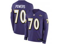 #70 Baltimore Ravens Ben Powers Limited Men's Purple Jersey Football Therma Long Sleeve