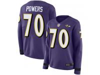 #70 Baltimore Ravens Ben Powers Limited Women's Purple Jersey Football Therma Long Sleeve