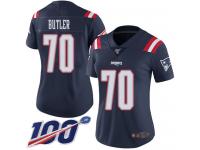 #70 Limited Adam Butler Navy Blue Football Women's Jersey New England Patriots Rush Vapor Untouchable 100th Season