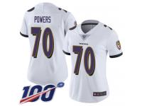 #70 Limited Ben Powers White Football Road Women's Jersey Baltimore Ravens Vapor Untouchable 100th Season