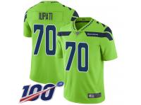 #70 Limited Mike Iupati Green Football Men's Jersey Seattle Seahawks Rush Vapor Untouchable 100th Season