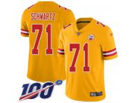 #71 Limited Mitchell Schwartz Gold Football Men's Jersey Kansas City Chiefs Inverted Legend Vapor Rush 100th Season