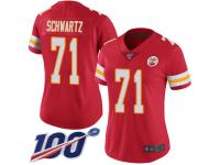 #71 Limited Mitchell Schwartz Red Football Home Women's Jersey Kansas City Chiefs Vapor Untouchable 100th Season