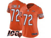 #72 Limited Charles Leno Orange Football Alternate Women's Jersey Chicago Bears 100th Season