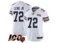 #72 Limited Charles Leno White Football Women's Jersey Chicago Bears 100th Season