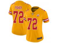#72 Limited Eric Fisher Gold Football Women's Jersey Kansas City Chiefs Inverted Legend Vapor Rush