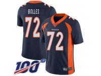 #72 Limited Garett Bolles Navy Blue Football Alternate Men's Jersey Denver Broncos Vapor Untouchable 100th Season