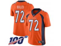 #72 Limited Garett Bolles Orange Football Home Men's Jersey Denver Broncos Vapor Untouchable 100th Season