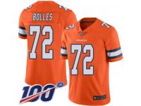 #72 Limited Garett Bolles Orange Football Men's Jersey Denver Broncos Rush Vapor Untouchable 100th Season